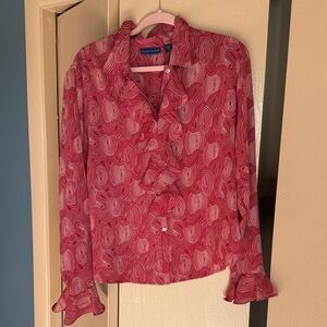 Karen Scott Red Swirl Pattern Blouse